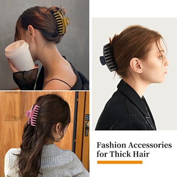 Large 4.3 Inch Hair Claw Clips 12 Pack Durable Plastic Barrettes - Picture 7 of 8